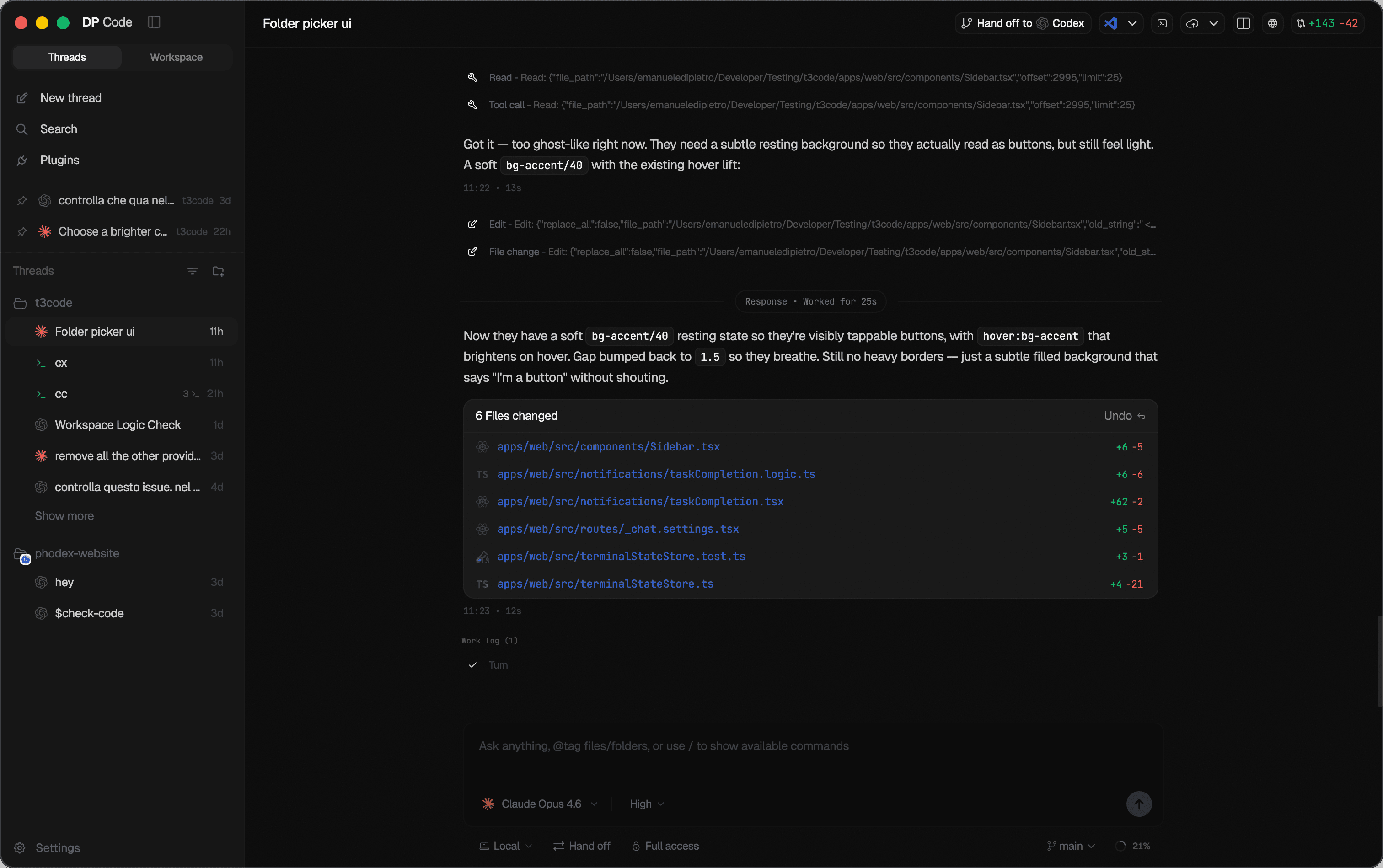 DP Code — AI-powered coding assistant interface