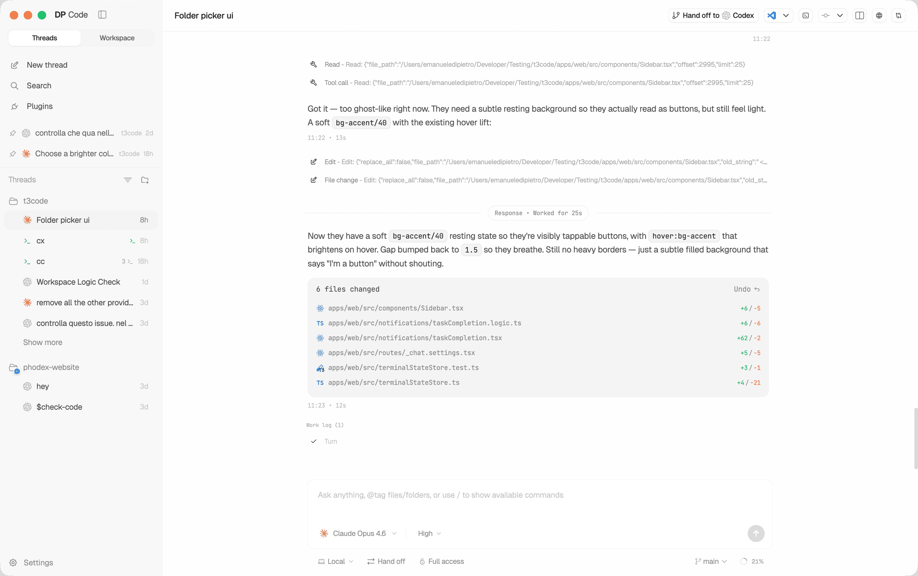 DP Code — AI-powered coding assistant interface